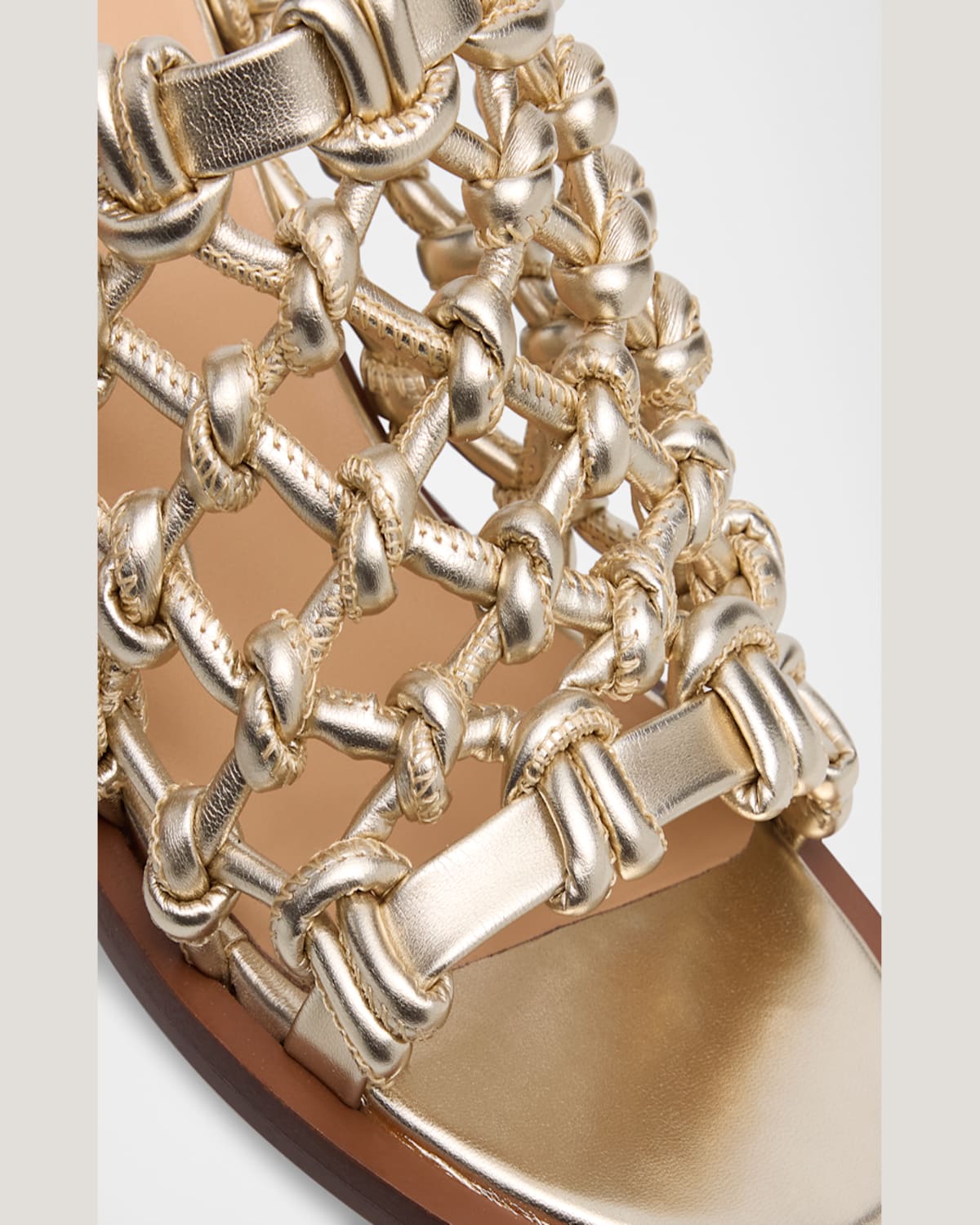 Shop Odissi Nour Metallic Caged Sandals In Light Gold