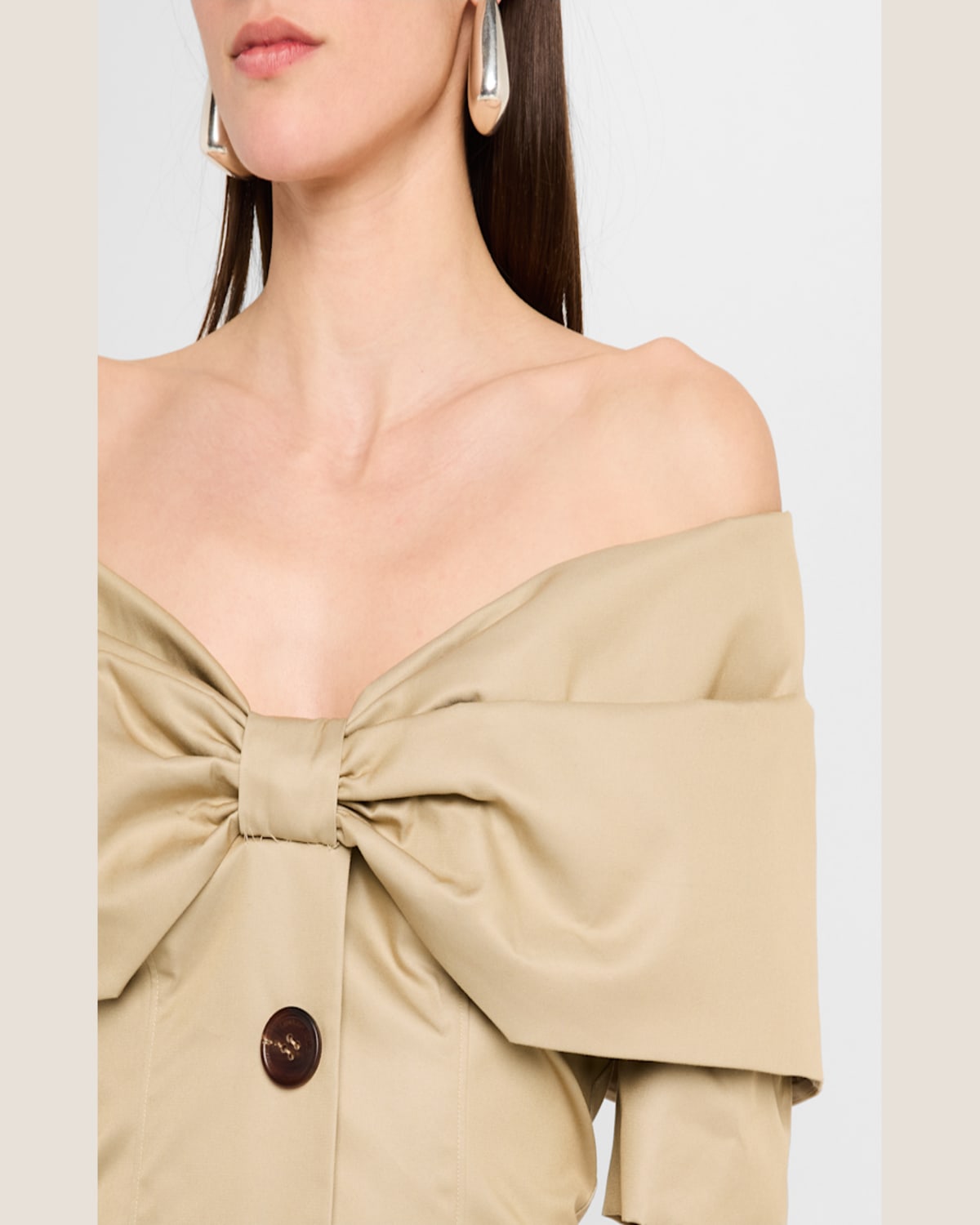 Shop Shushu-tong Bow Off-shoulder Midi Dress