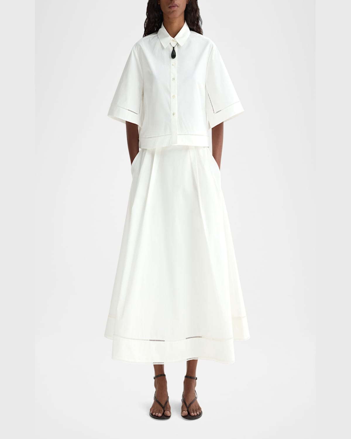 Shop Rohe Ladder Embroidered Poplin Shirt