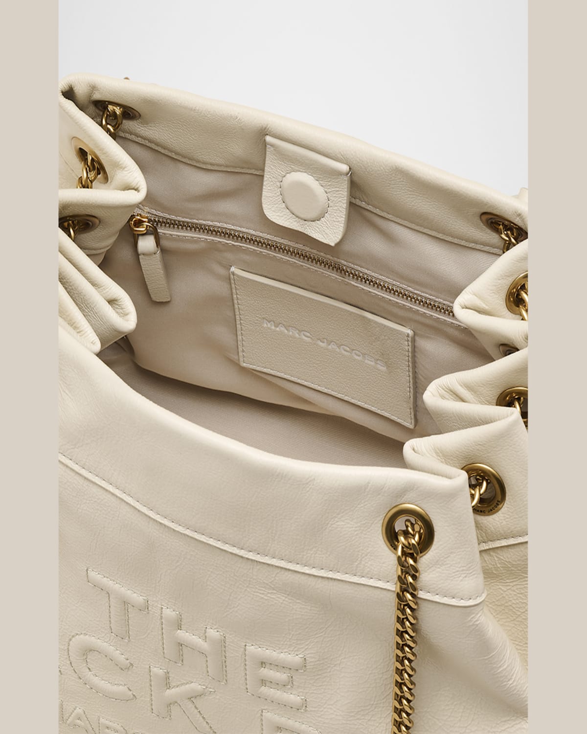 Marc Jacobs Women's The Chain Sack Leather Shoulder Bag In Cloud White