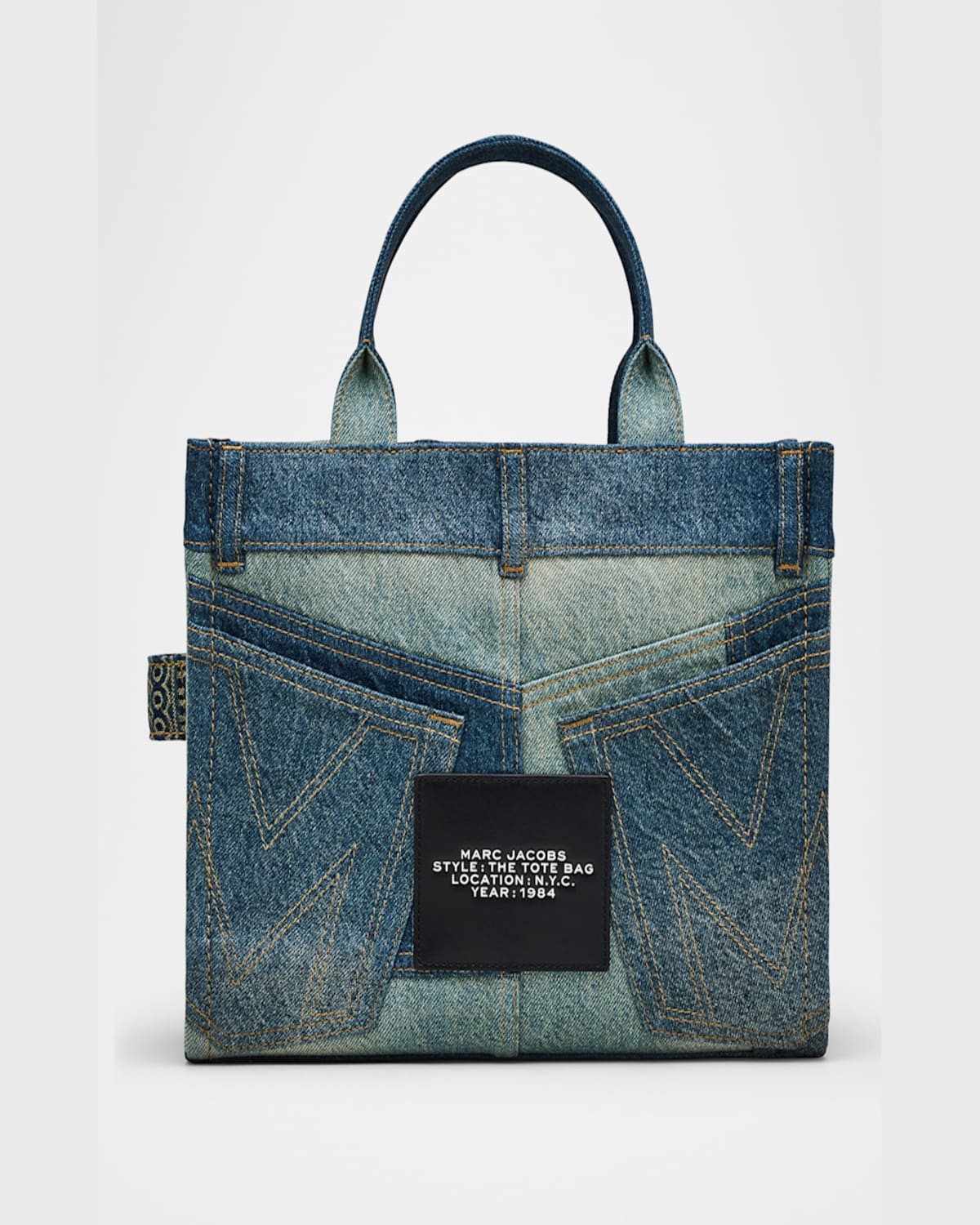 Marc Jacobs The Deconstructed Denim Medium Tote Bag In Indigo Multi