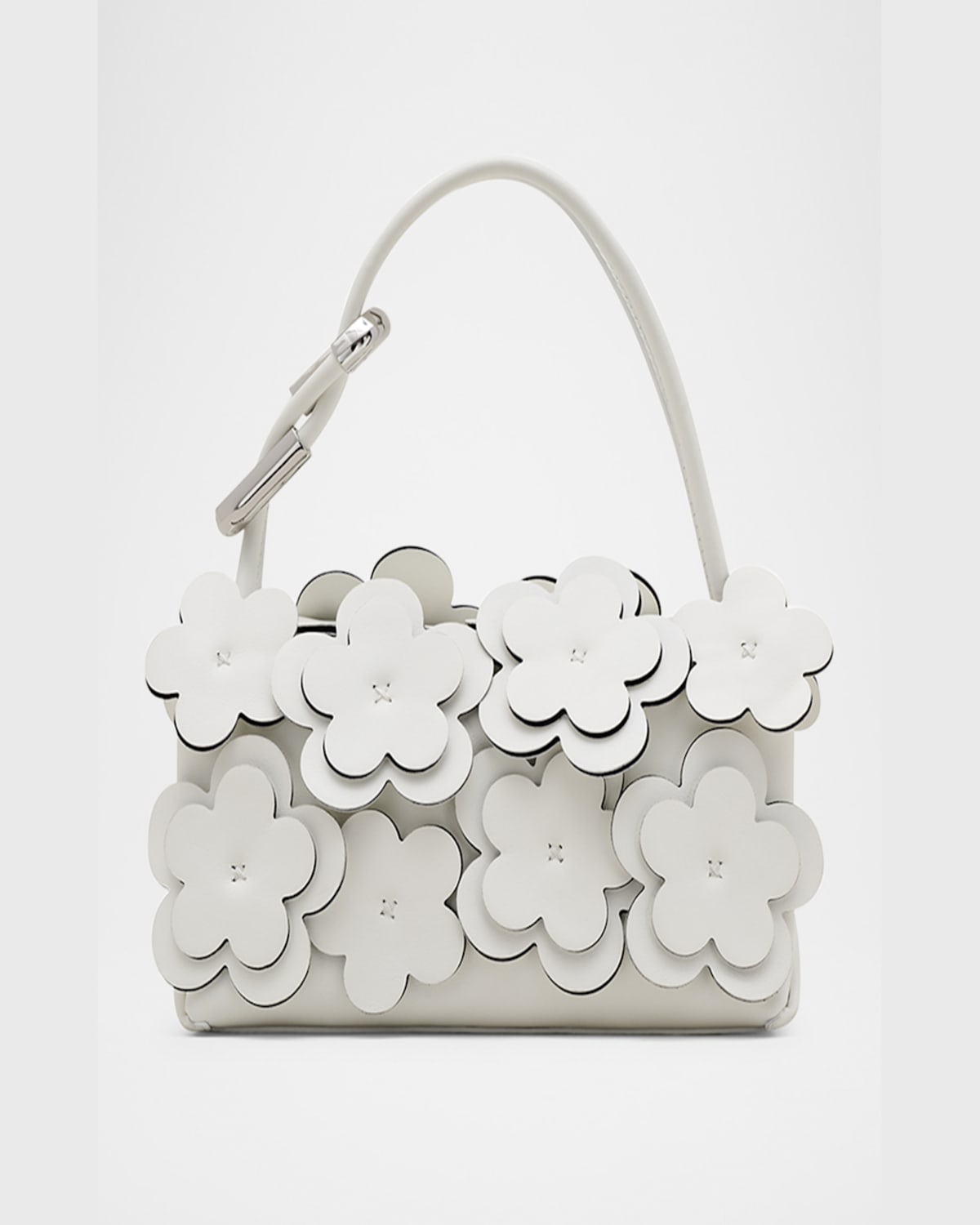 Marc Jacobs White The Dual Mini Bag In Leather With Flowers In White