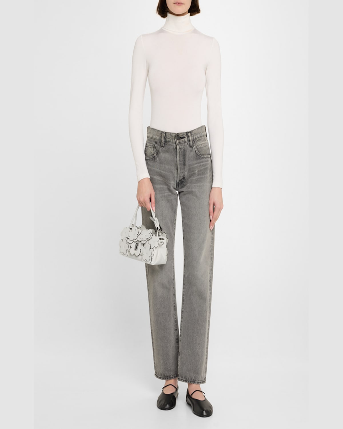 Marc Jacobs White The Dual Mini Bag In Leather With Flowers In White