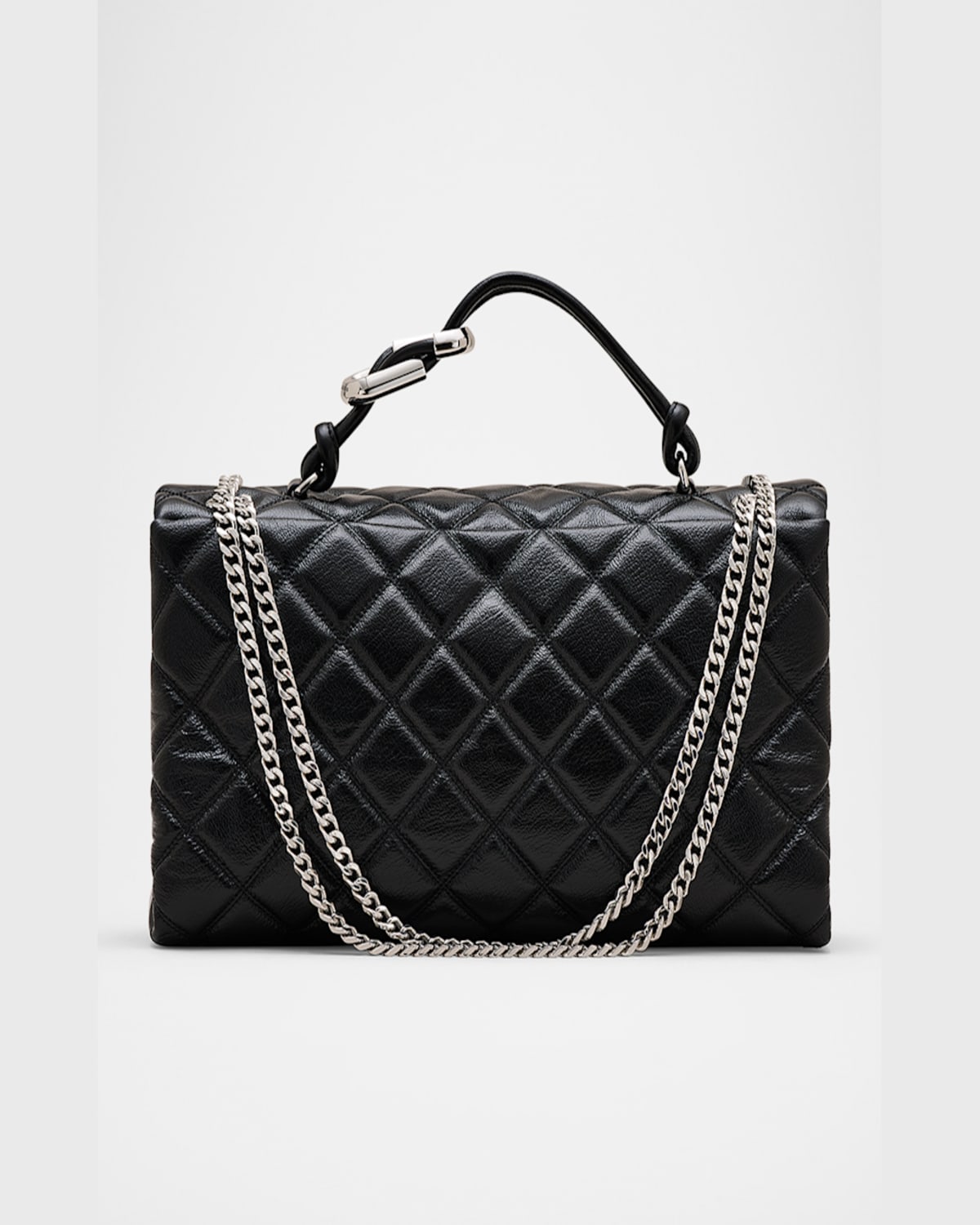 Marc Jacobs The Xl Dual Chain Diamond Quilted Convertible Leather Shoulder Bag In Black
