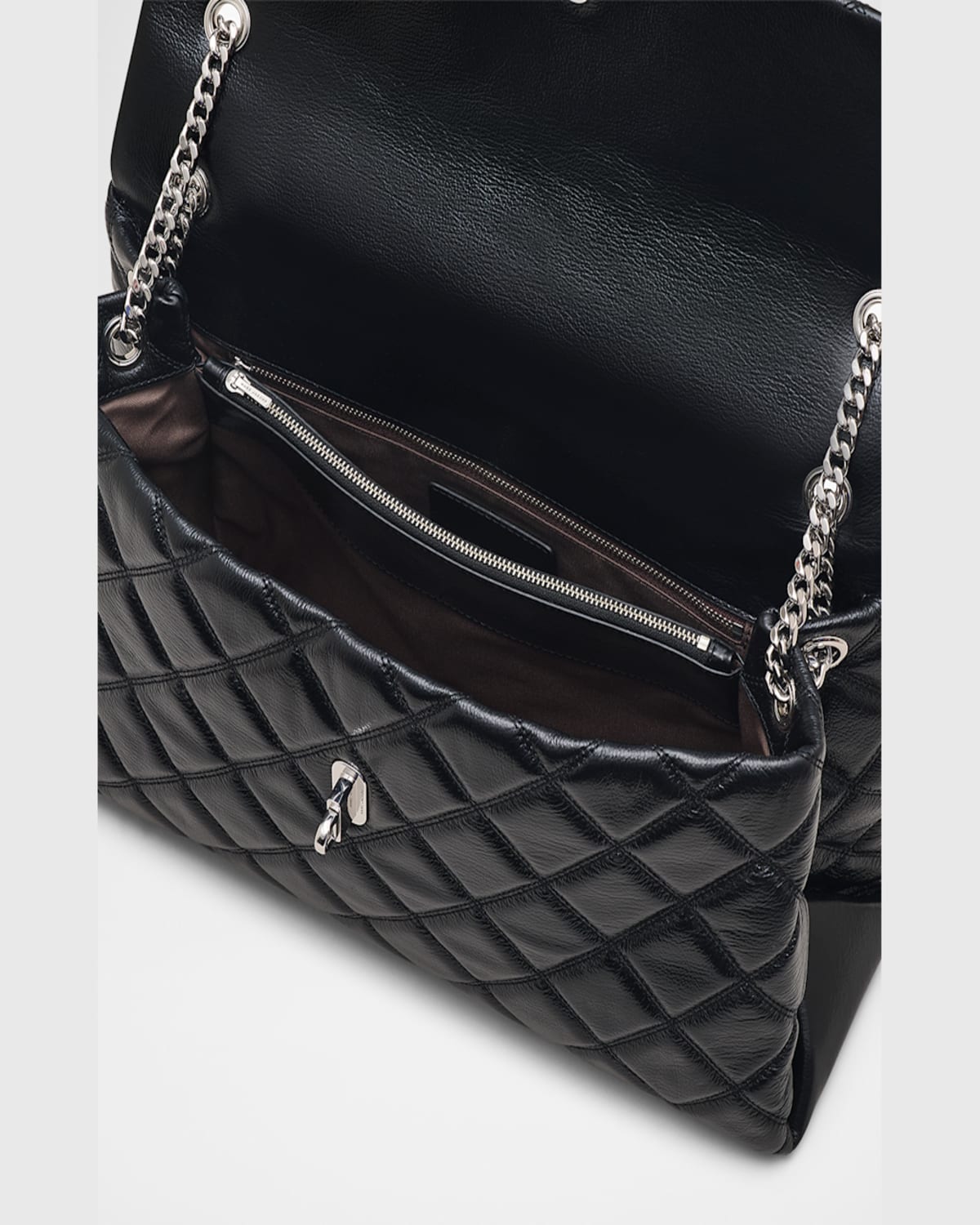 Marc Jacobs The Xl Dual Chain Diamond Quilted Convertible Leather Shoulder Bag In Black