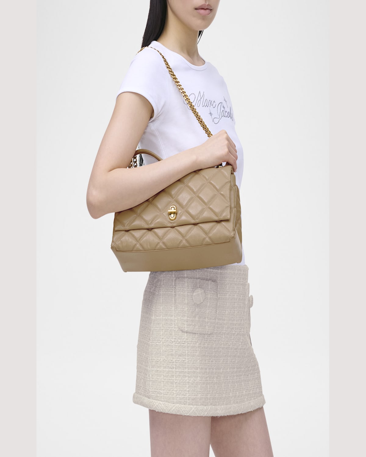 Marc Jacobs The Dual Chain Diamond Quilted Convertible Leather Shoulder Bag