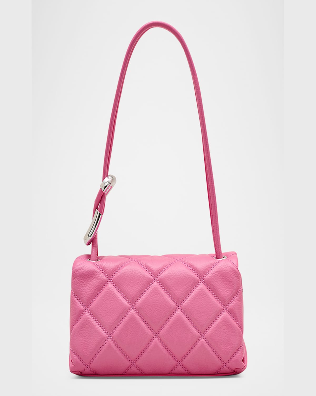 Marc Jacobs The Mini Dual Chain Diamond Quilted Convertible Leather Shoulder Bag In Bow Pink