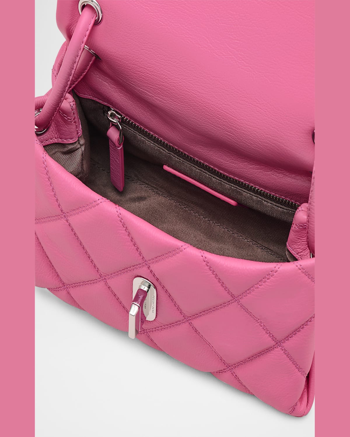 Marc Jacobs The Mini Dual Chain Diamond Quilted Convertible Leather Shoulder Bag In Bow Pink