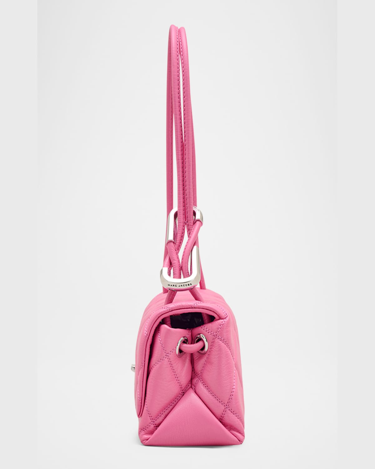 Marc Jacobs The Mini Dual Chain Diamond Quilted Convertible Leather Shoulder Bag In Bow Pink