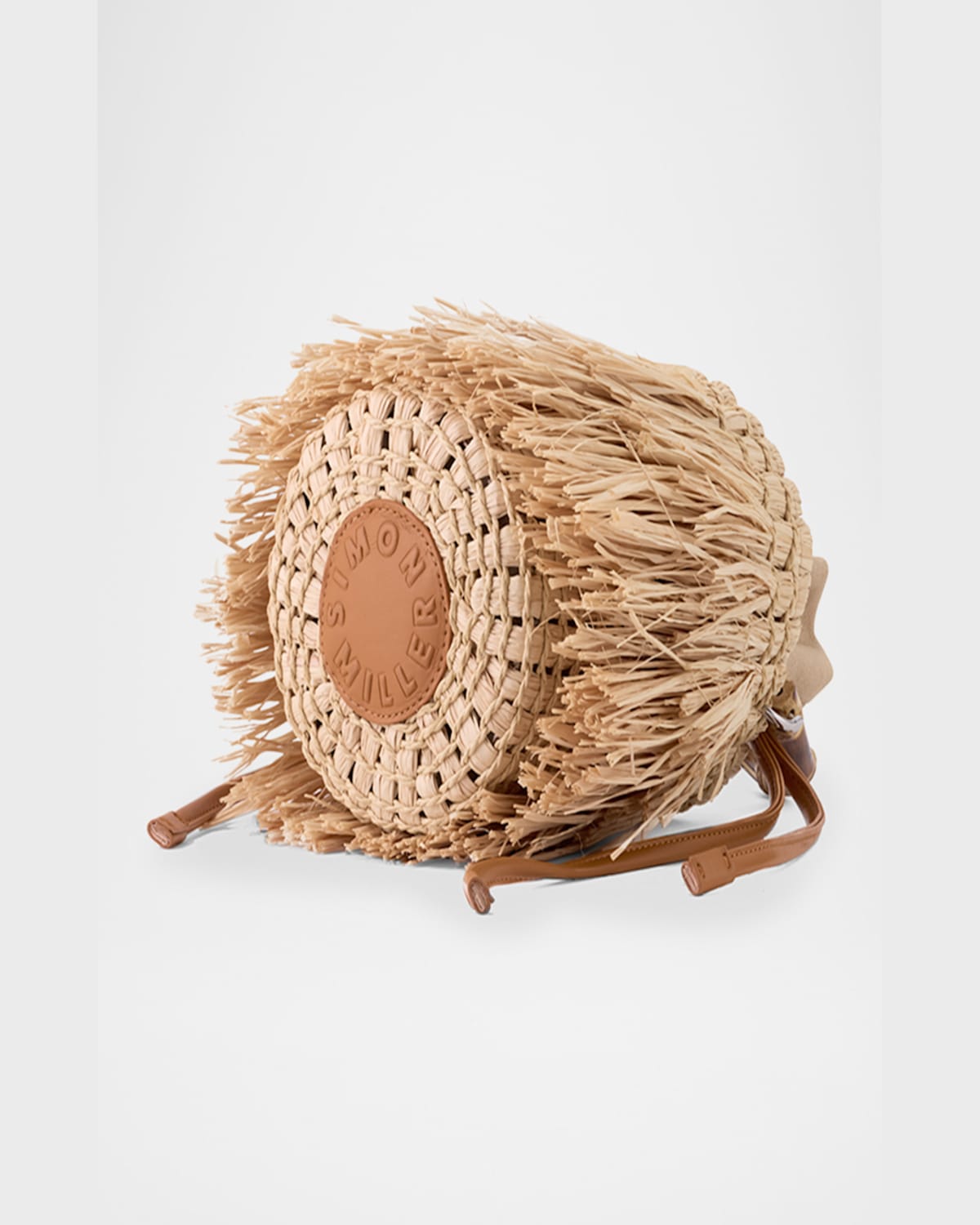 Simonmiller Tiki Fringe Raffia Top-handle Bag In Natural