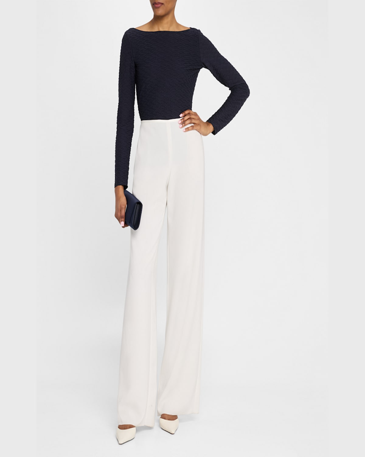 Emporio Armani High-rise Straight-leg Trousers In Off White