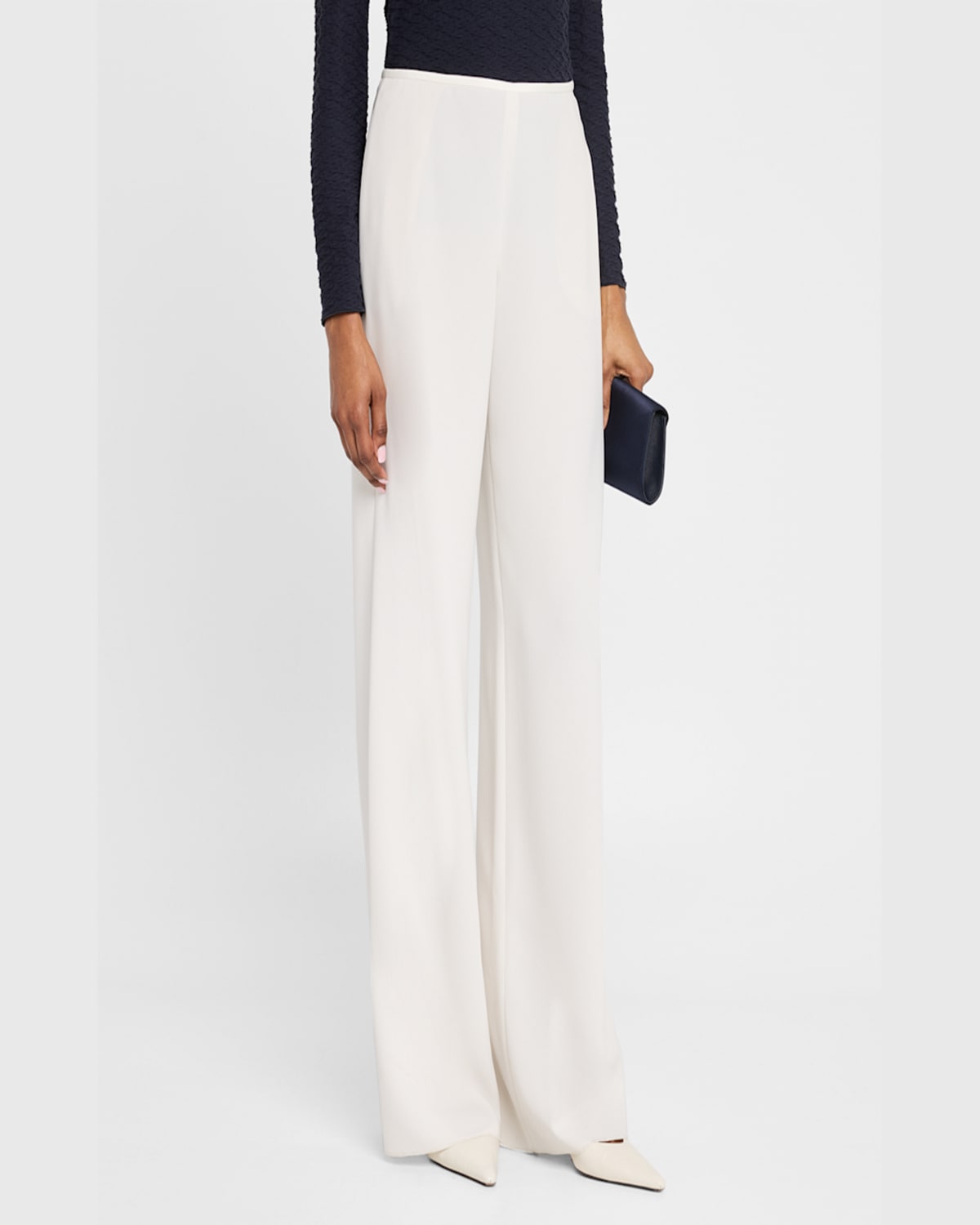Emporio Armani High-rise Straight-leg Trousers In Off White