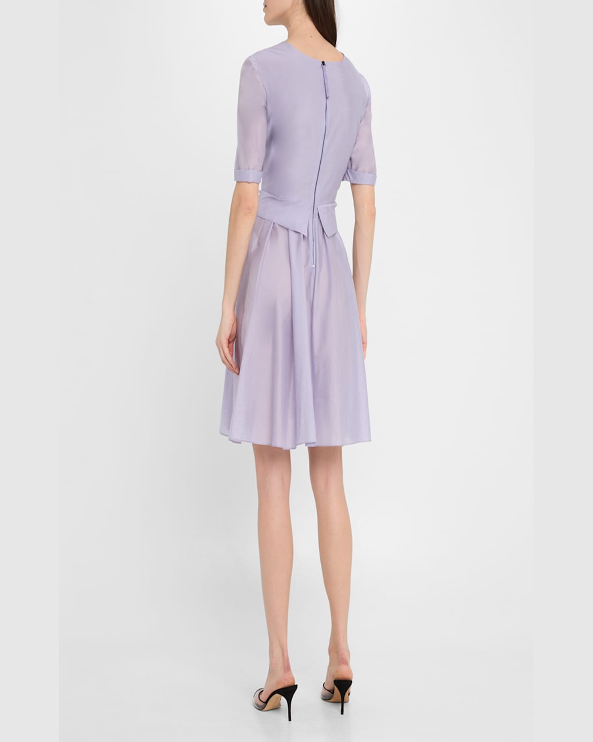 EMPORIO ARMANI PLEATED A-LINE MUSLIN MINI DRESS 
