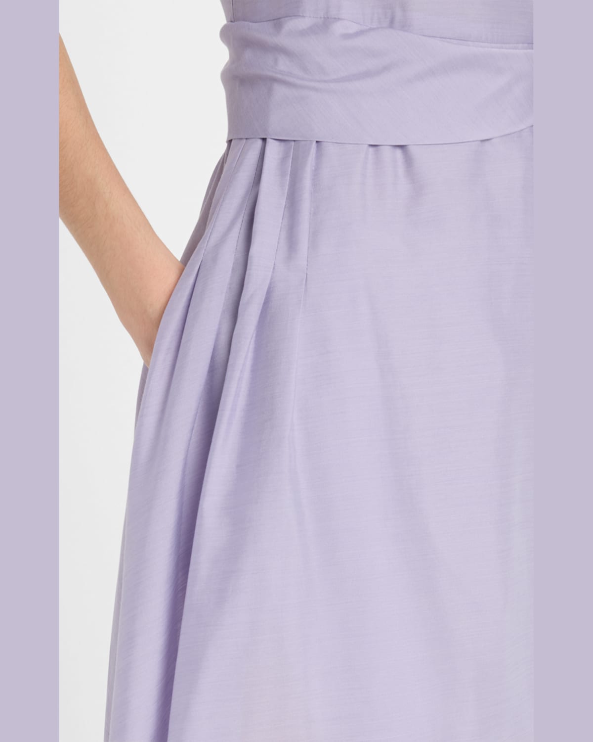 EMPORIO ARMANI PLEATED A-LINE MUSLIN MINI DRESS 
