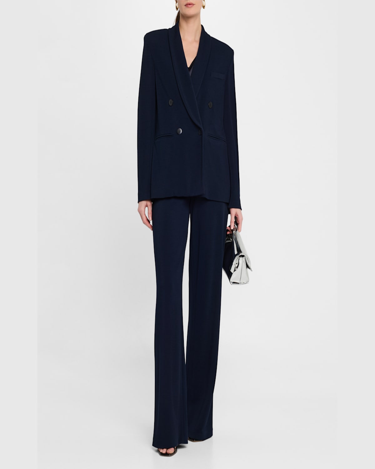 Emporio Armani Relaxed Double-breasted Blazer In Navy Blue