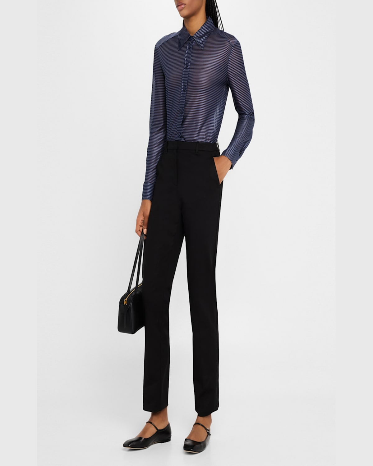 Shop Emporio Armani Button-down Striped Viscose Shirt In Dark Purple