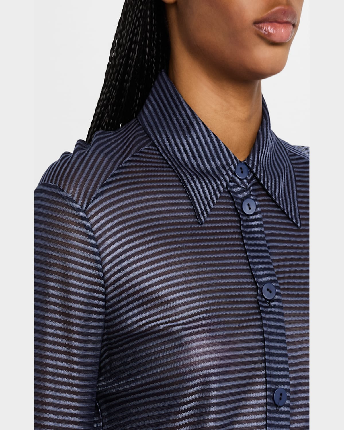 EMPORIO ARMANI BUTTON-DOWN STRIPED VISCOSE SHIRT 