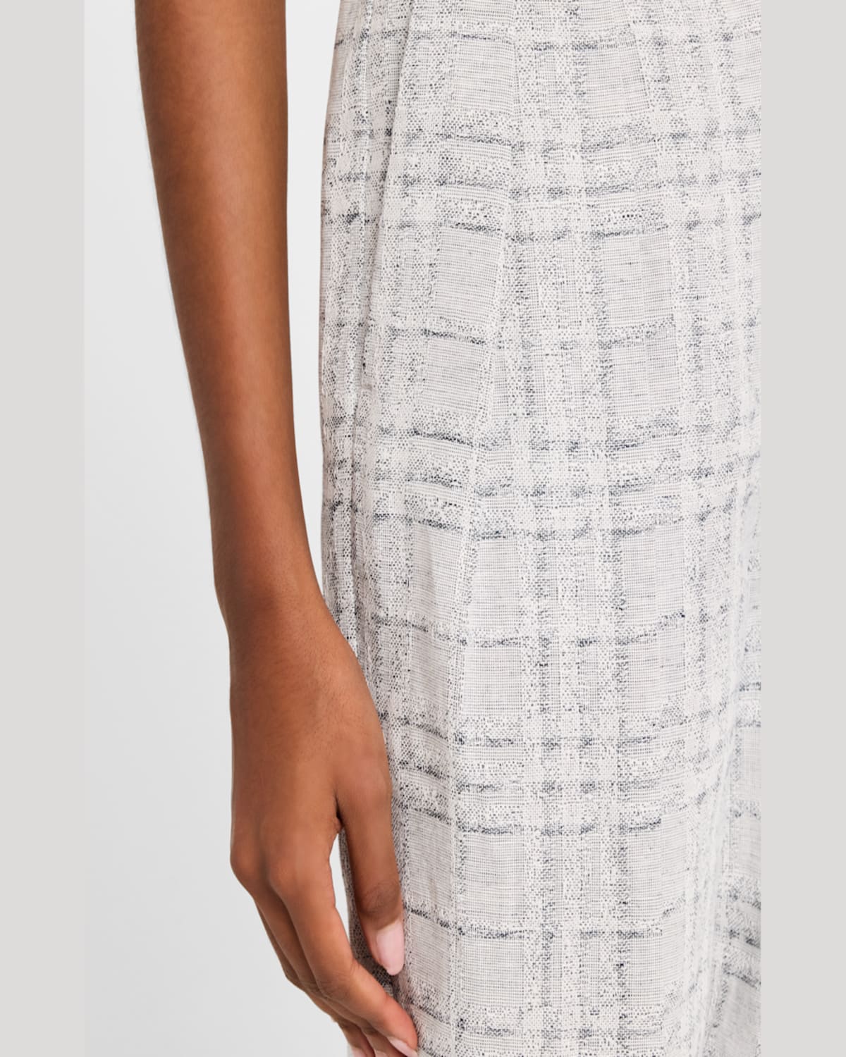 Emporio Armani Cotton And Linen Blend Checkered Trousers In Light Grey