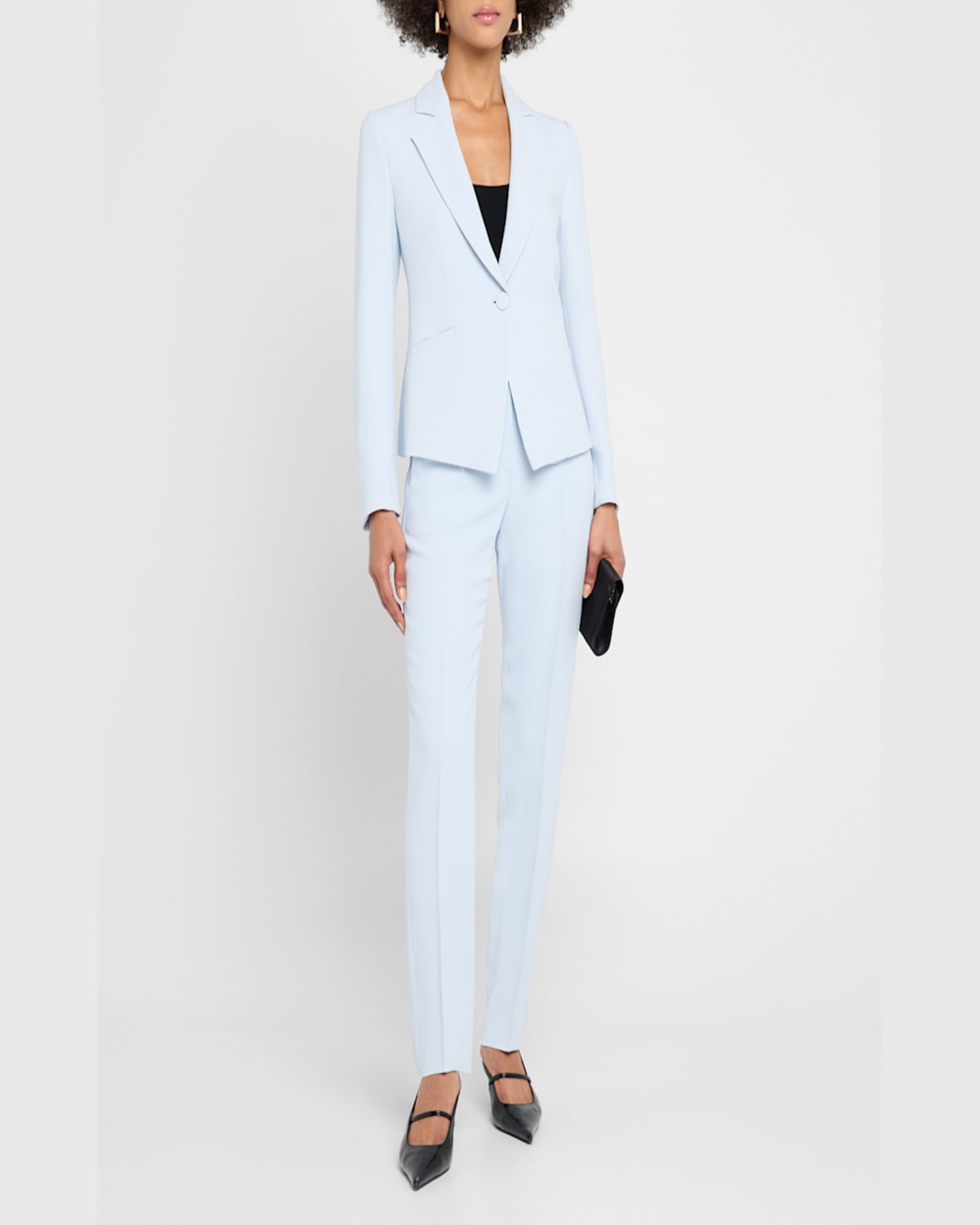 Shop Emporio Armani Creased Straight-leg Cady Crepe Trousers In Zen Blue