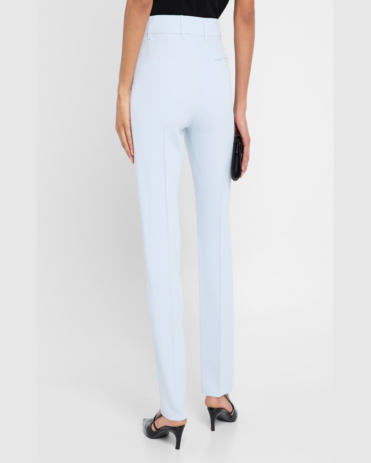 Shop Emporio Armani Creased Straight-leg Cady Crepe Trousers In Zen Blue