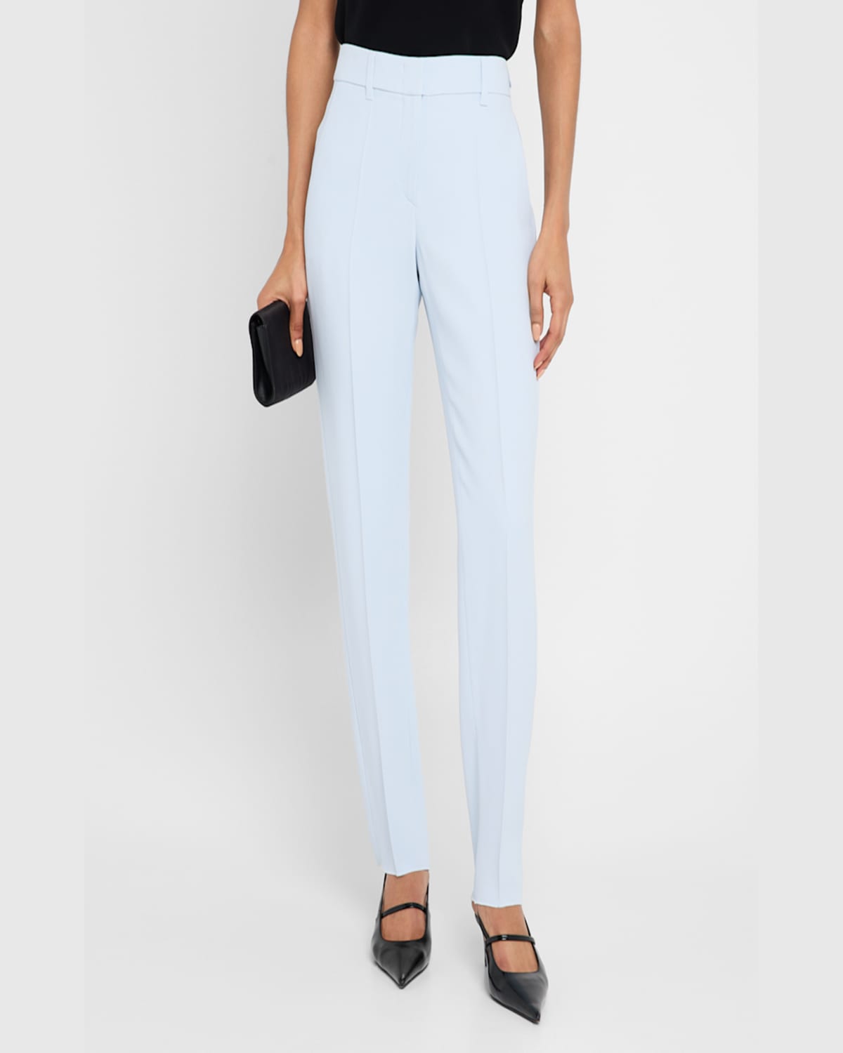 Shop Emporio Armani Creased Straight-leg Cady Crepe Trousers In Zen Blue