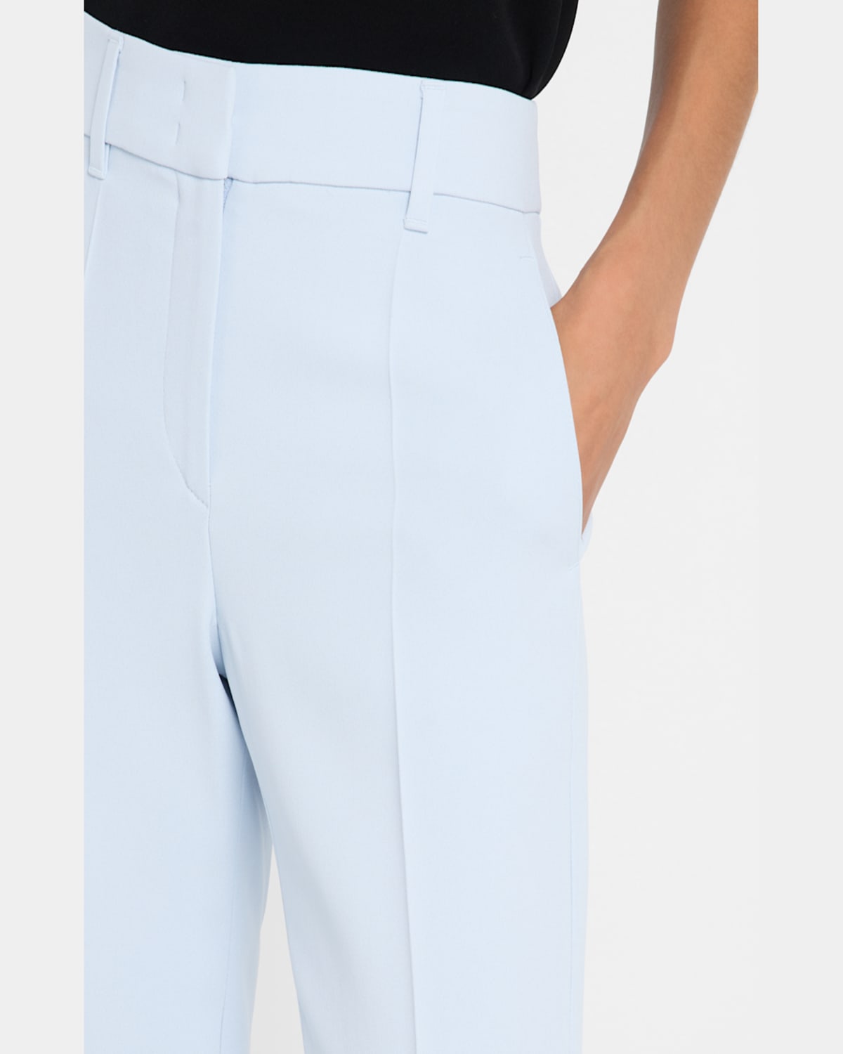 Shop Emporio Armani Creased Straight-leg Cady Crepe Trousers In Zen Blue