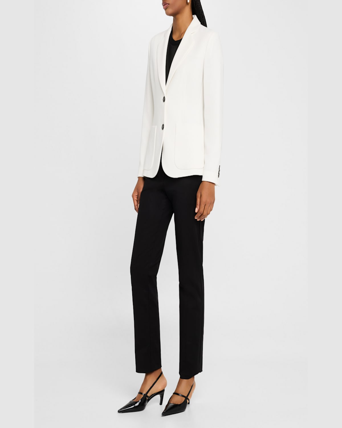 EMPORIO ARMANI SINGLE-BREASTED CONTRAST BUTTON BLAZER 