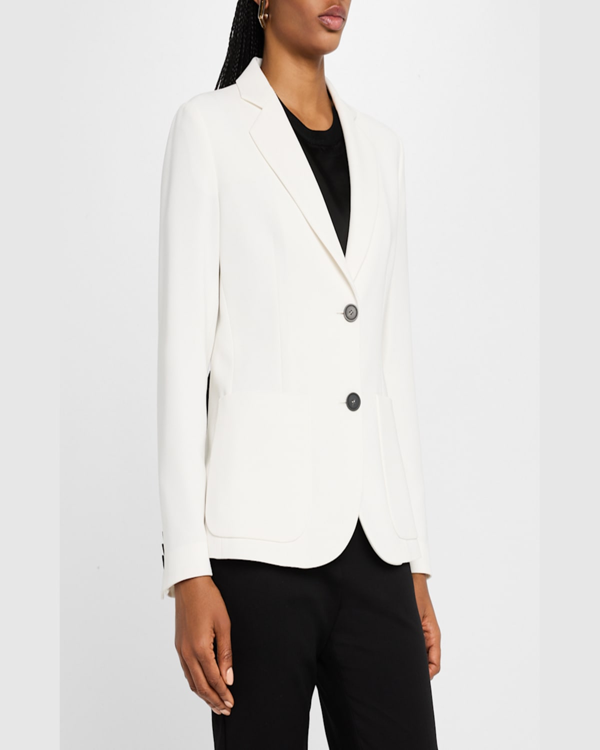 EMPORIO ARMANI SINGLE-BREASTED CONTRAST BUTTON BLAZER 
