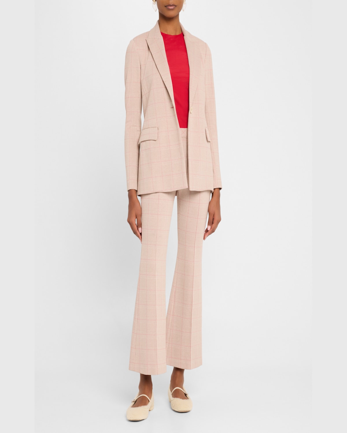Rosetta Getty Plaid Single-breasted Jacket In Caramelred