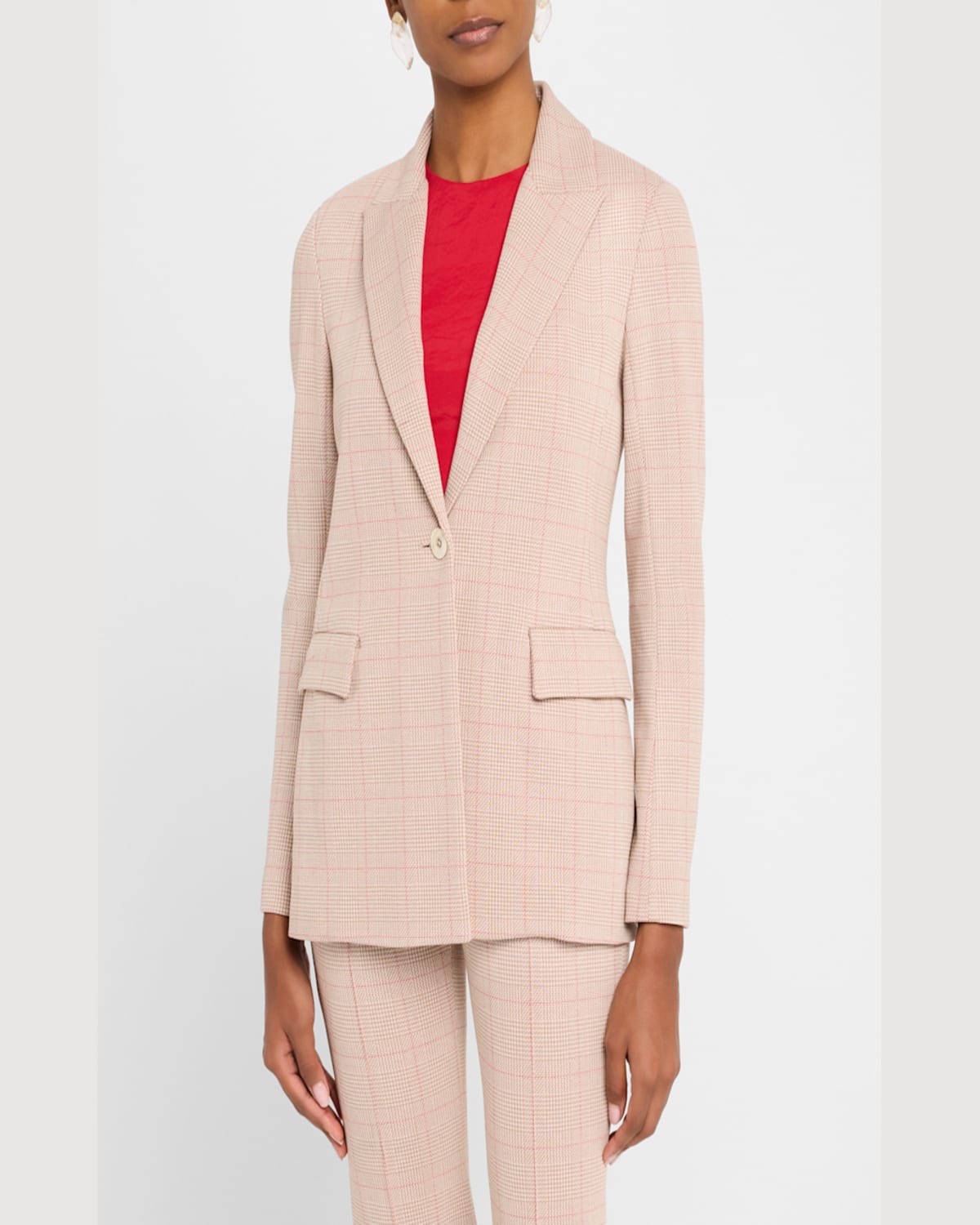 Rosetta Getty Plaid Single-breasted Jacket In Caramelred