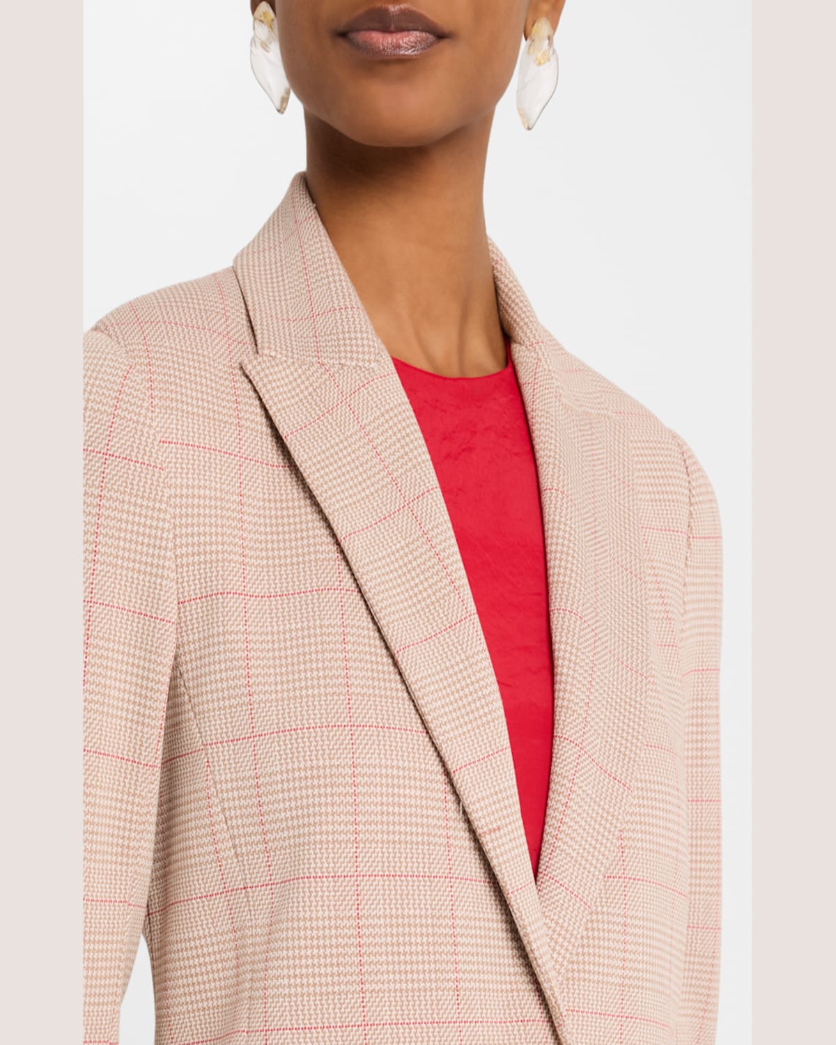 Rosetta Getty Plaid Single-breasted Jacket In Caramelred