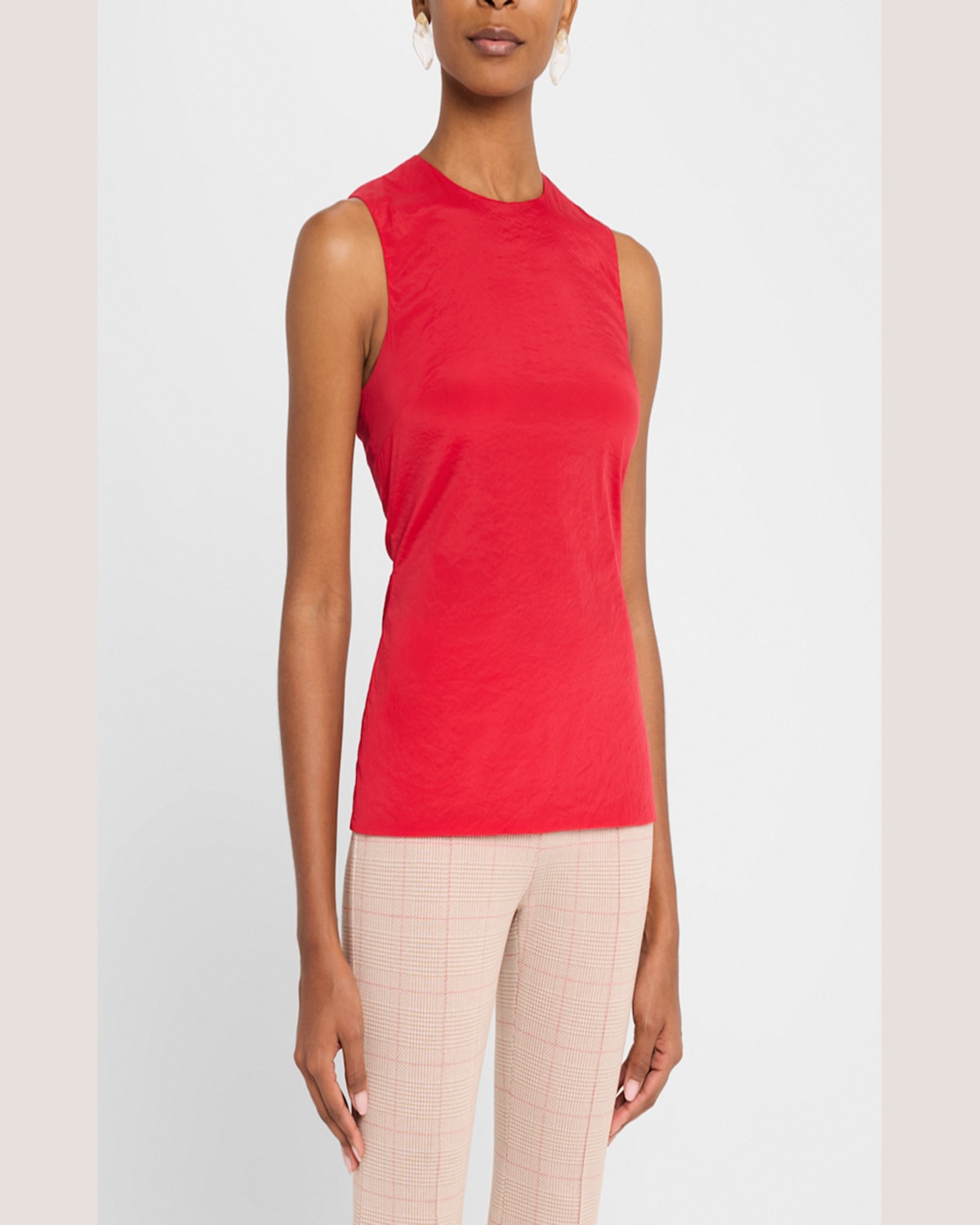 Rosetta Getty Fitted Crewneck Tank Top In Red