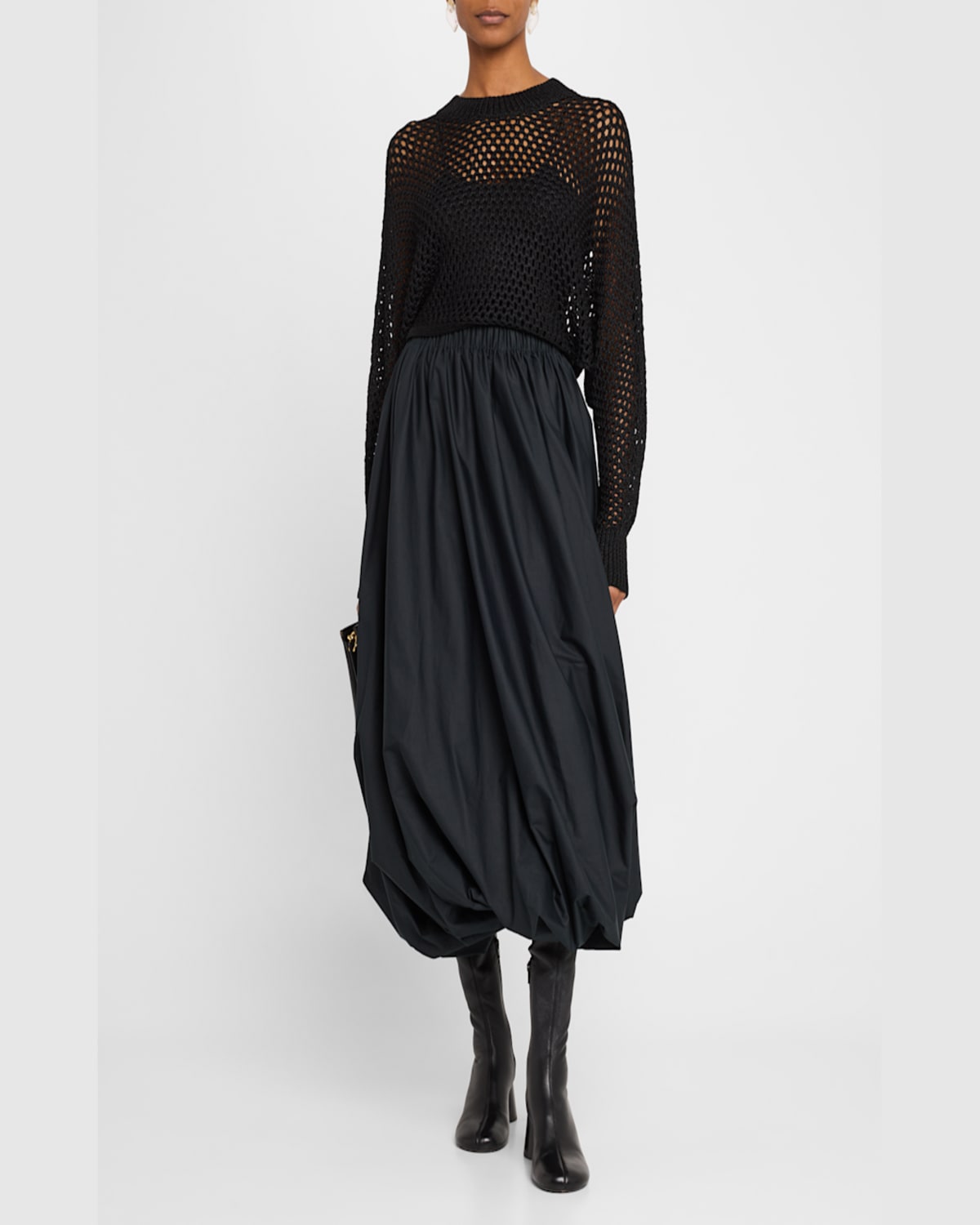 Rosetta Getty Cotton Twisted Bubble Maxi Skirt In Black