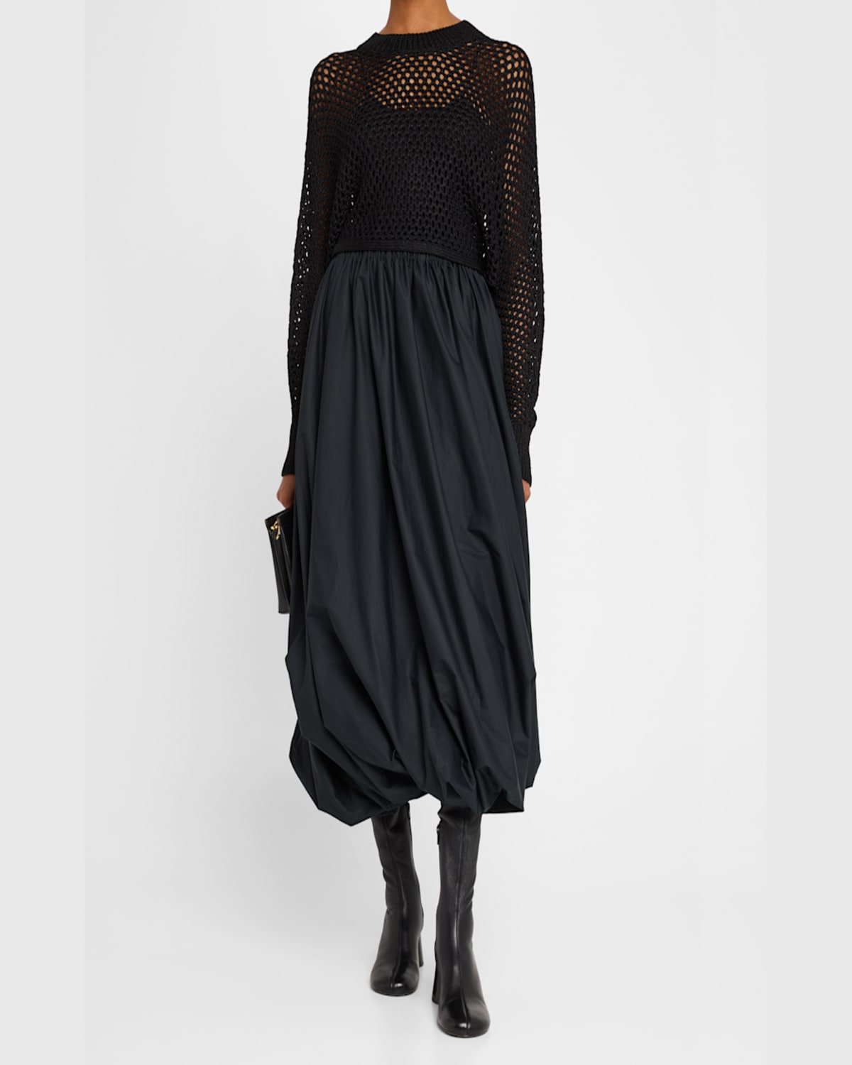 Rosetta Getty Cotton Twisted Bubble Maxi Skirt In Black