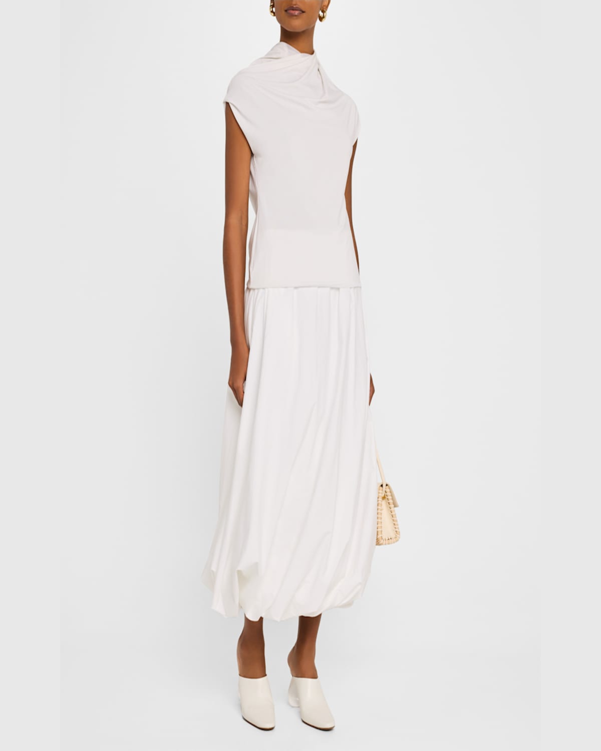 Rosetta Getty Cotton Twisted Bubble Maxi Skirt In White