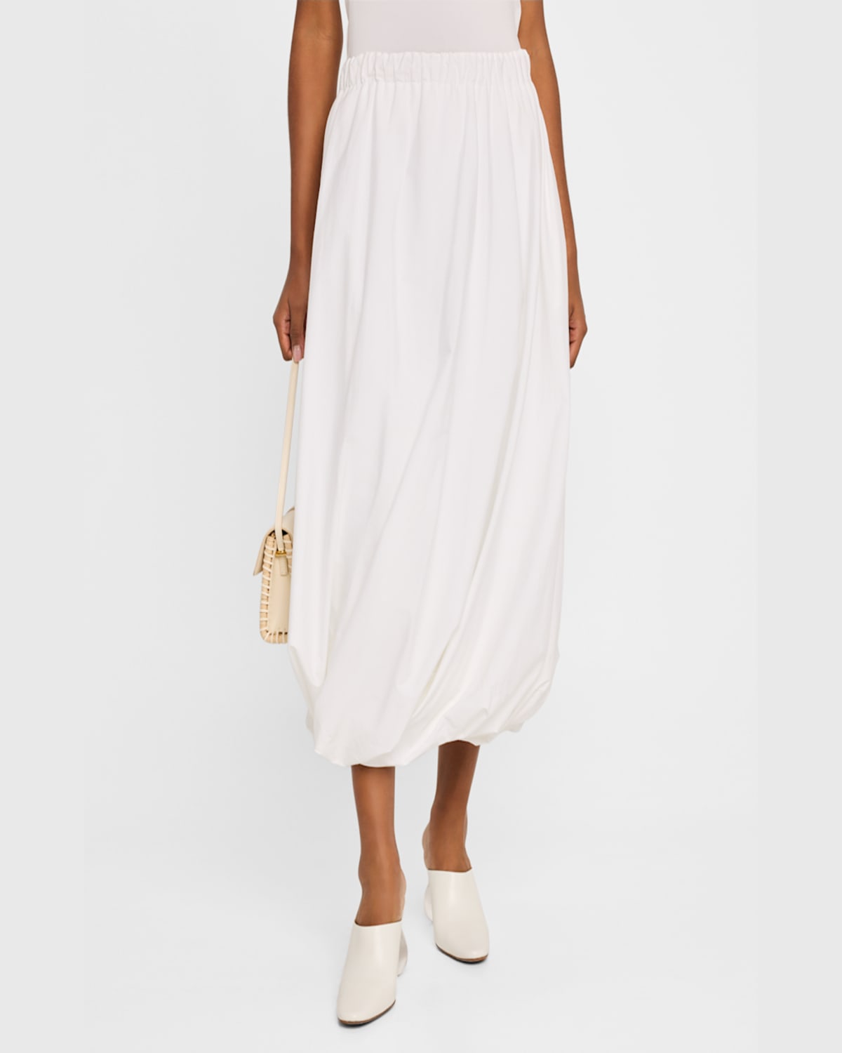 Rosetta Getty Cotton Twisted Bubble Maxi Skirt In White