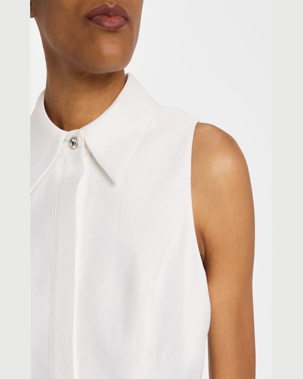 Rickie Freeman For Teri Jon Sleeveless Floral Burnout Midi Shirtdress In White Silver