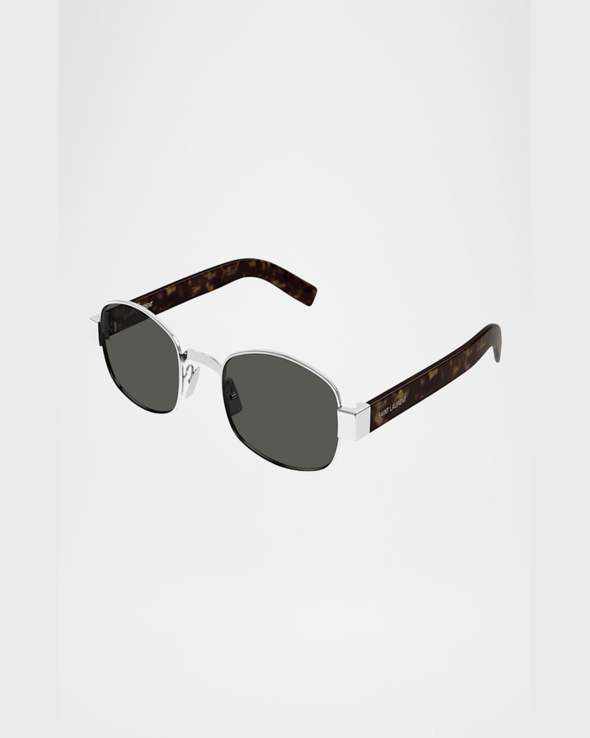Saint Laurent Unisex Round Metal Sunglasses In Silver