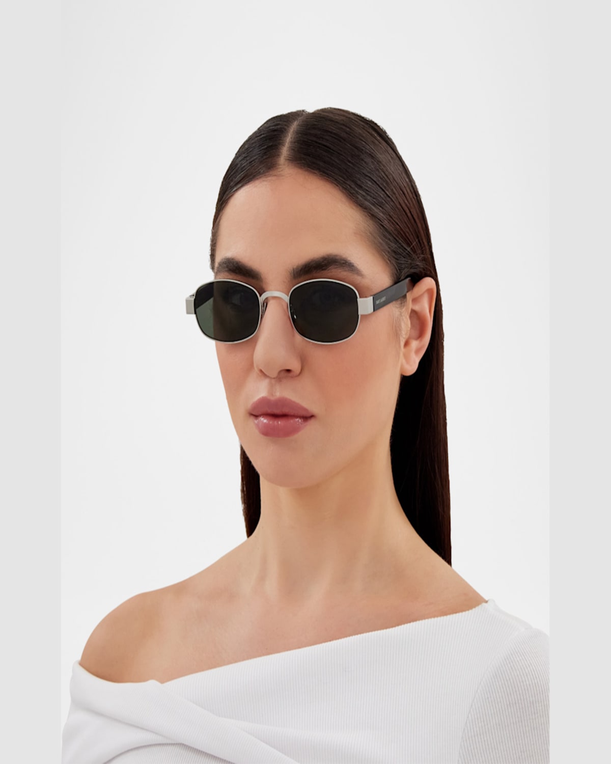 Saint Laurent Unisex Round Metal Sunglasses In Silver
