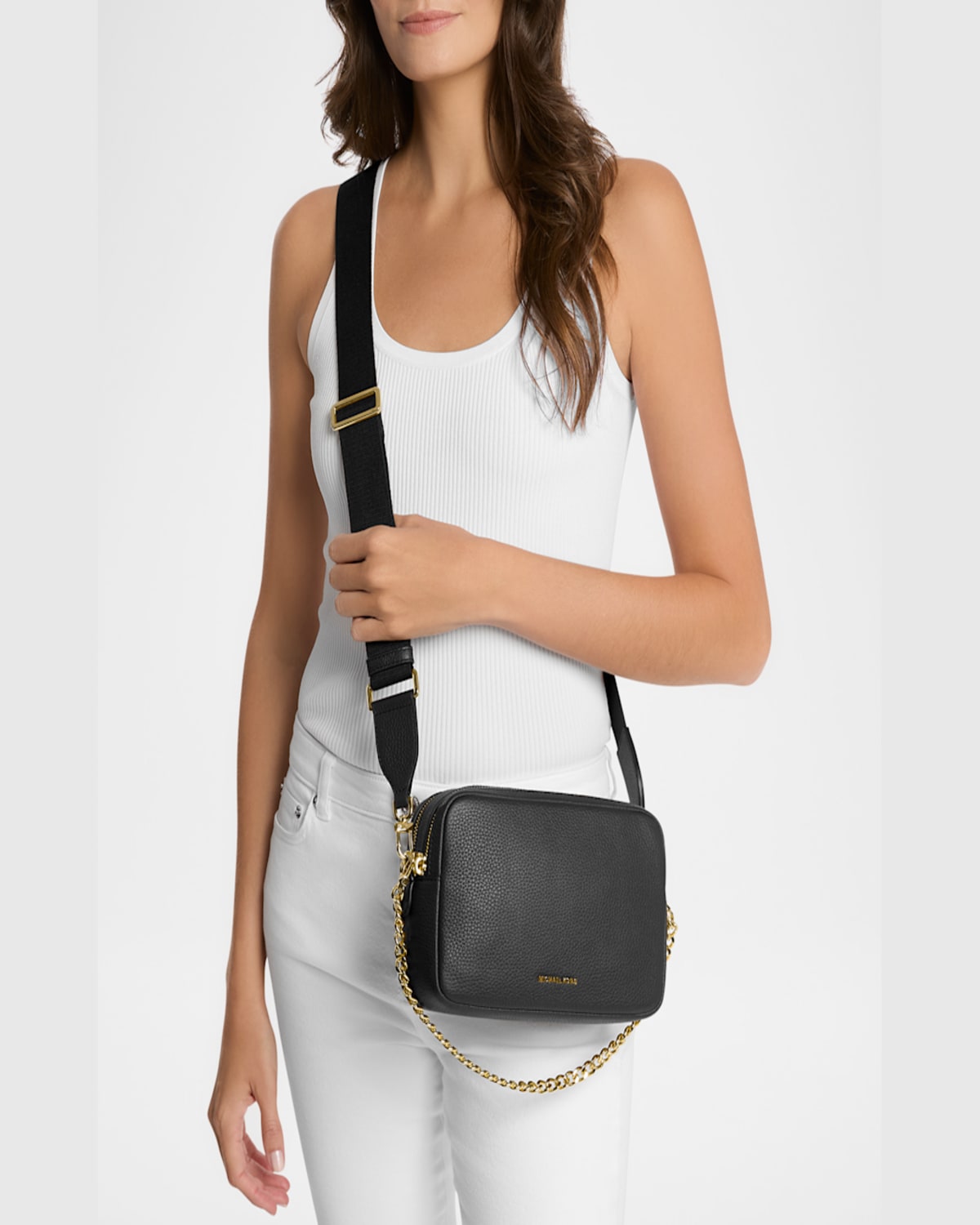 Michael Michael Kors Vee Fanny Pack Cerulean Vinyl In Black
