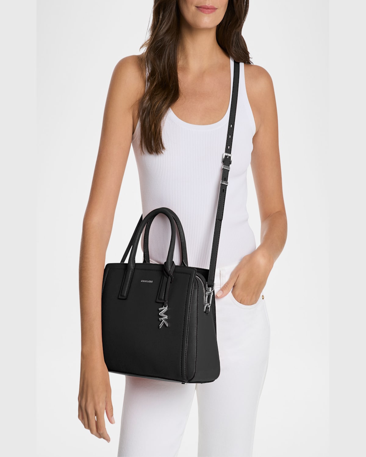 MICHAEL MICHAEL KORS LAILA MEDIUM LEATHER SATCHEL BAG 
