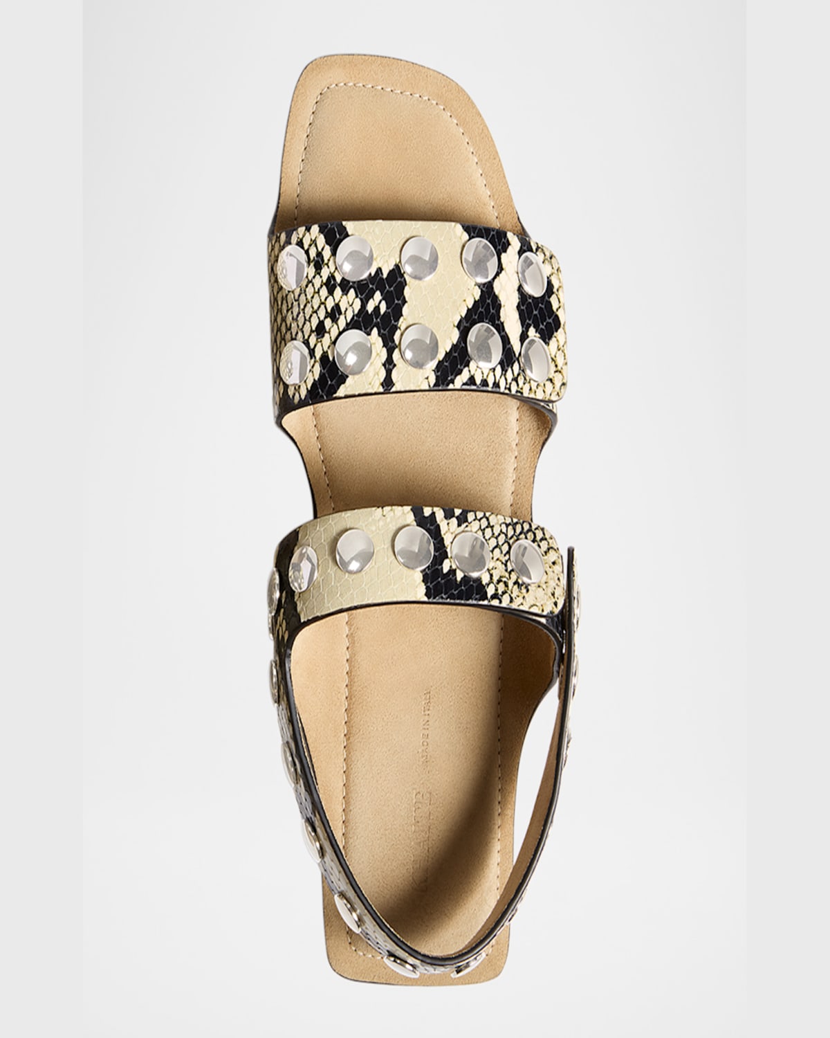 Khaite Boden Sandal In Natural Python-embossed Leather With Studs In Natural