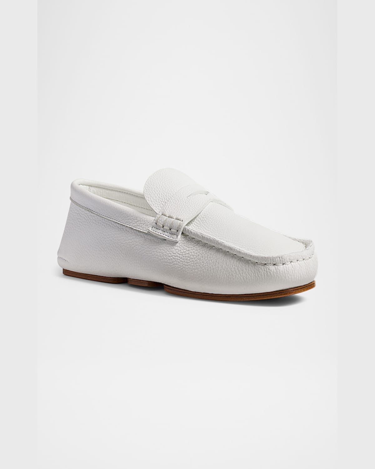 Khaite Billy Grained Leather Moc-toe Penny Loafers In Optic White