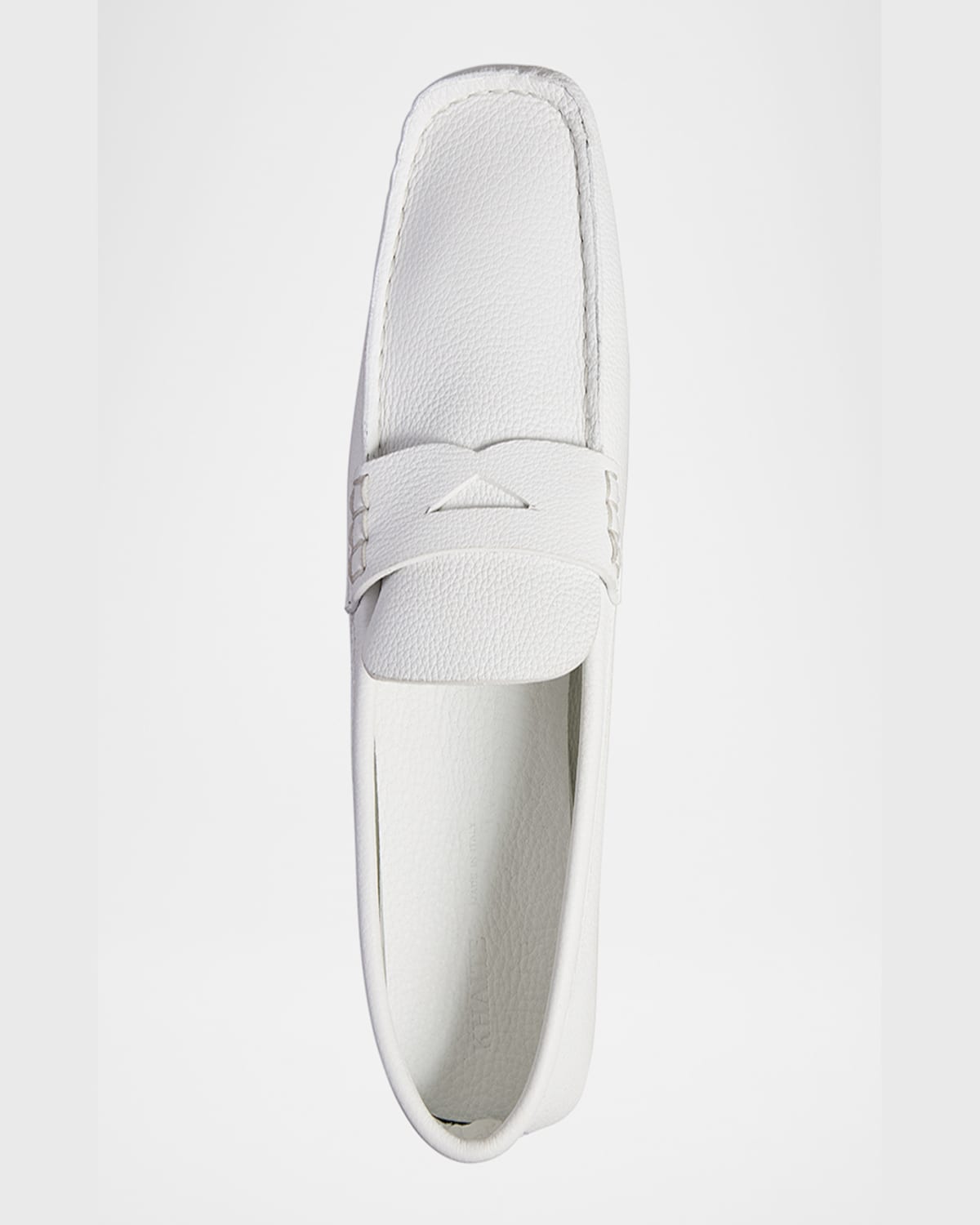 Khaite Billy Grained Leather Moc-toe Penny Loafers In Optic White