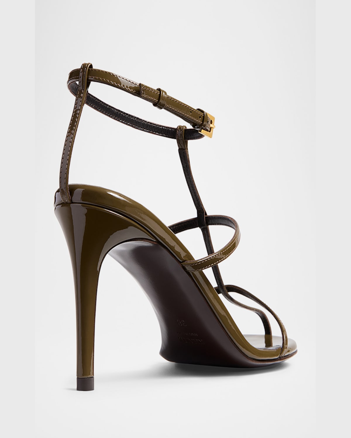 Khaite Leather T-strap Sandals In Dark Olive
