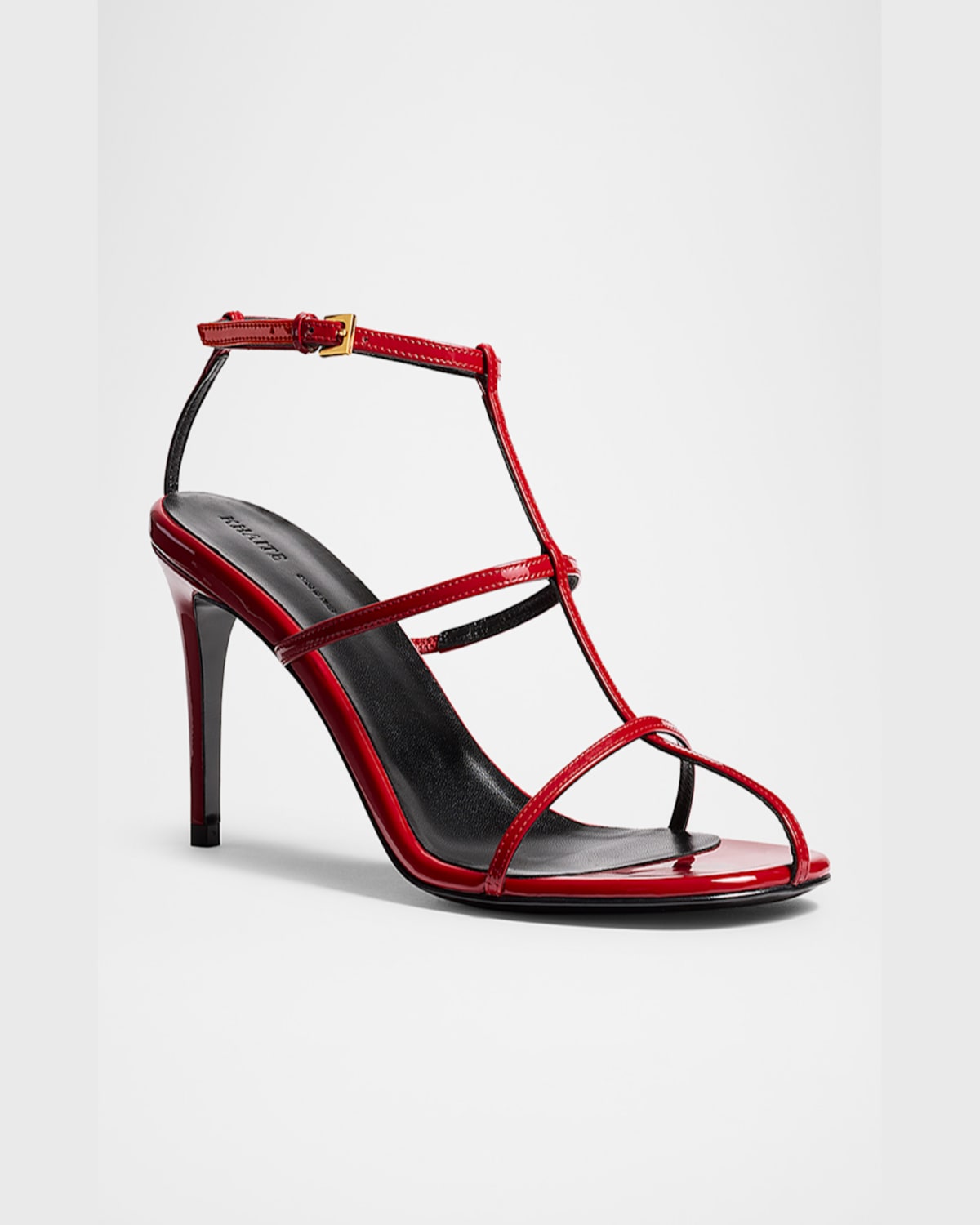 Khaite Leather T-strap Sandals In Fire Red