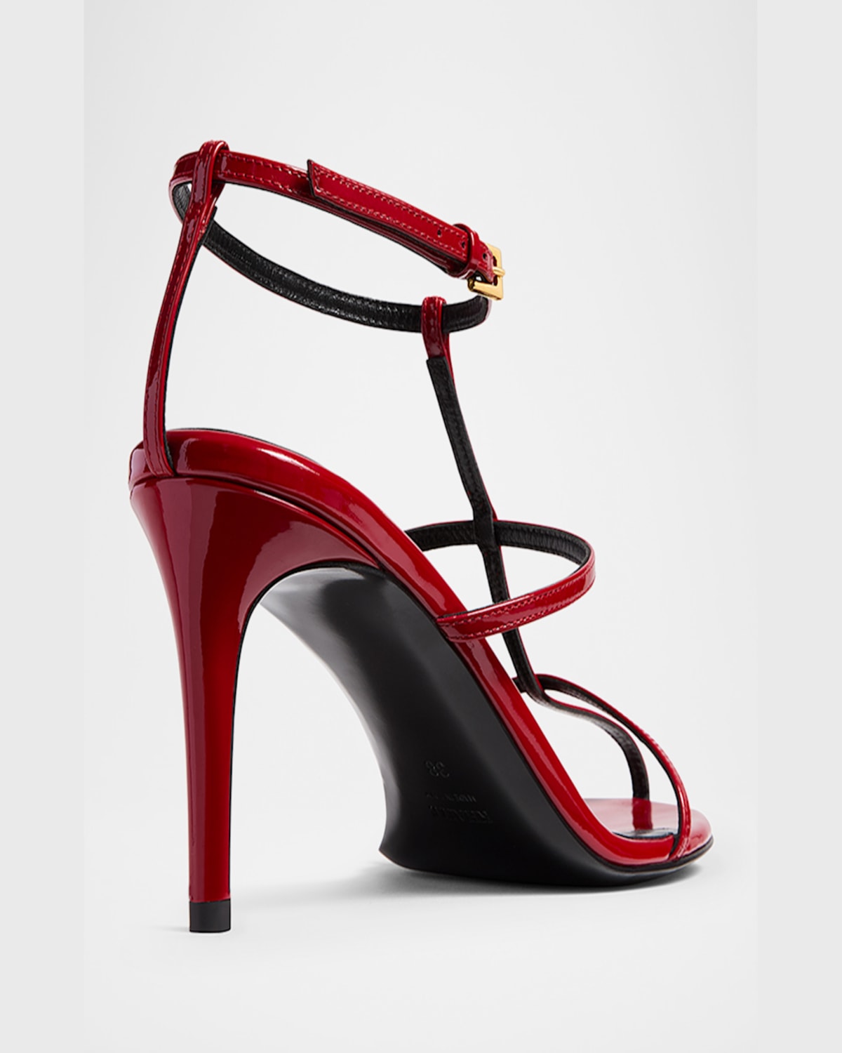 Khaite Leather T-strap Sandals In Fire Red