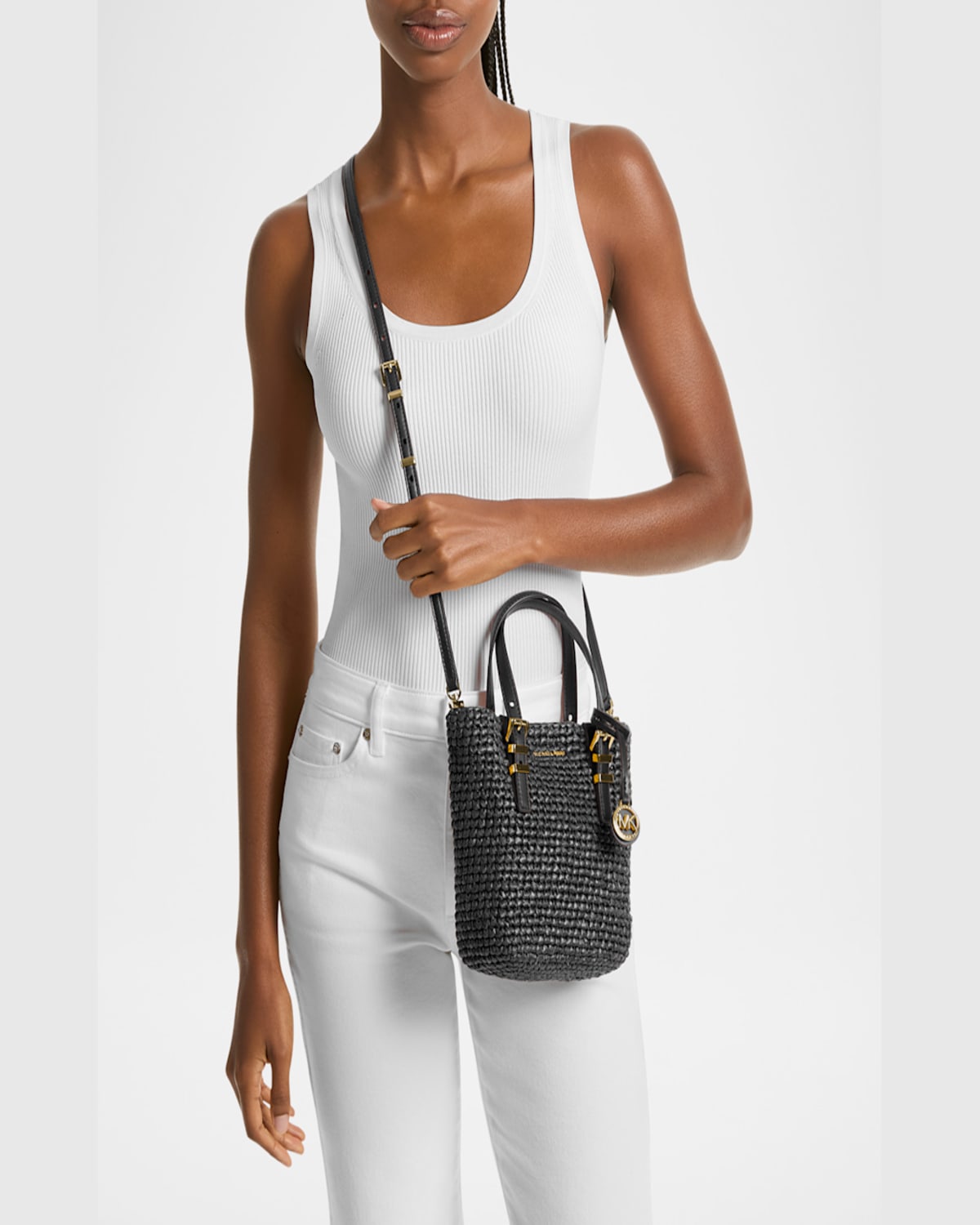 Michael Michael Kors Quinn Xs North-south Tote Crossbody Bag In Black