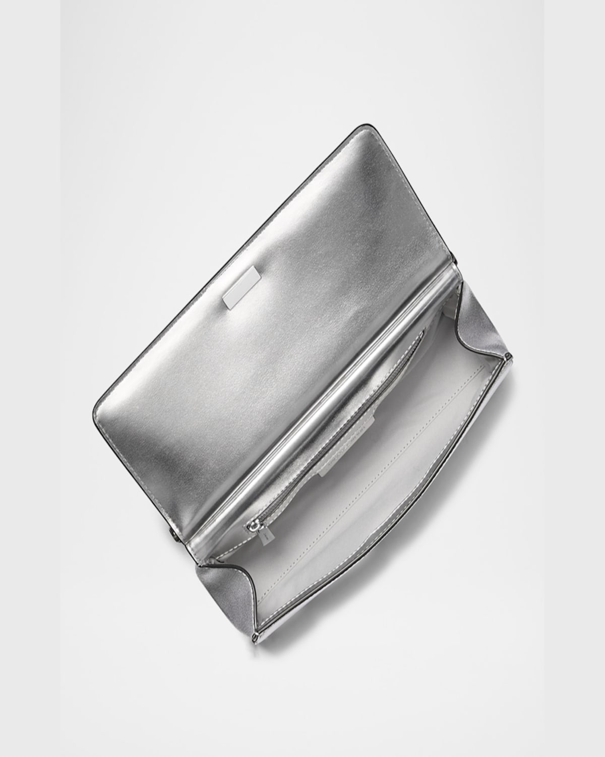 Michael Michael Kors Carmine Medium Leather Clutch Bag In Silver