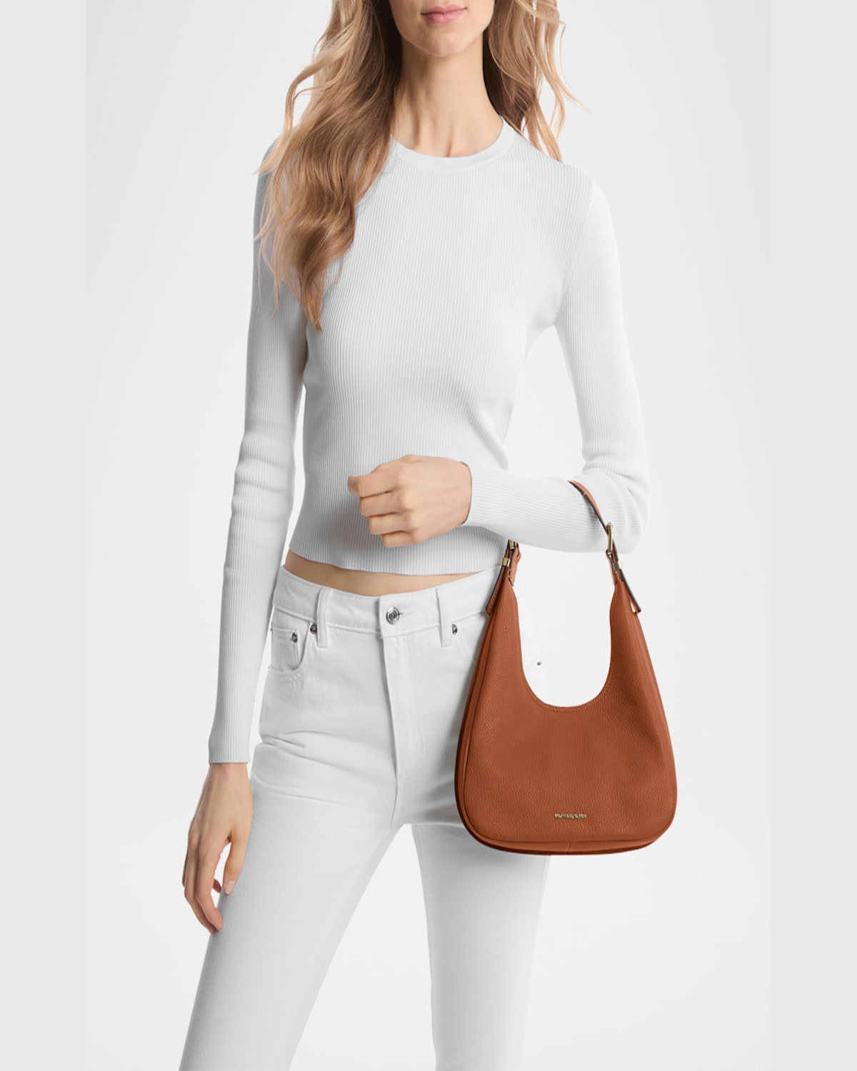 Shop Michael Michael Kors Nolita Small Leather Hobo Shoulder Bag In Luggage